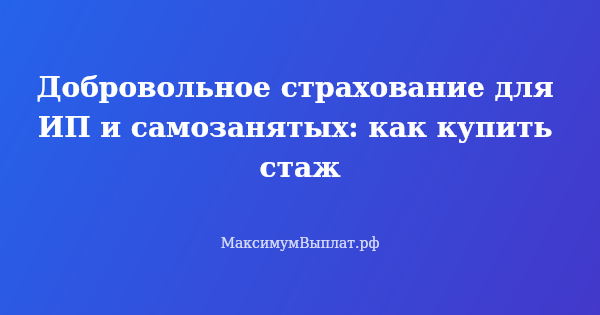 Превью статьи «Добровольное страхование для ИП и самозанятых: как купить стаж»