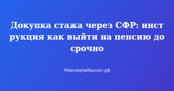 Превью статьи «Докупка стажа через СФР: инструкция как выйти на пенсию досрочно»