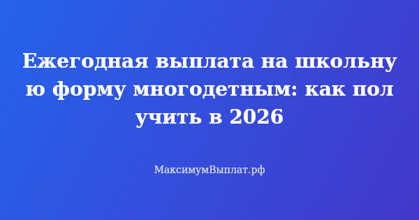 Превью статьи «Ежегодная выплата на школьную форму многодетным: как получить в 2026»
