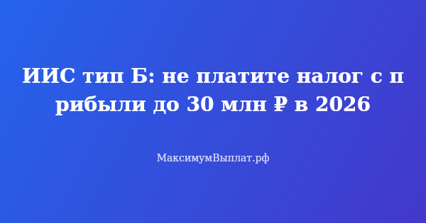 Превью статьи «ИИС тип Б: не платите налог с прибыли до 30 млн ₽ в 2026»