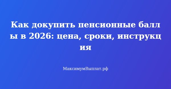 Превью статьи «Как докупить пенсионные баллы в 2026: цена, сроки, инструкция»