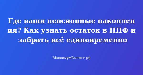 Превью статьи «Где ваши пенсионные накопления? Как узнать остаток в НПФ и забрать всё единовременно»