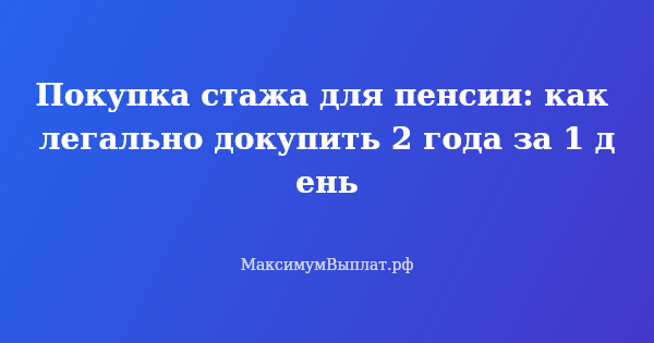 Превью статьи «Покупка стажа для пенсии: как легально докупить 2 года за 1 день»