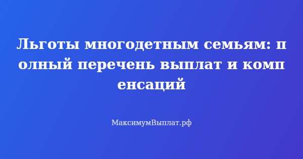 Превью статьи «Льготы многодетным семьям: полный перечень выплат и компенсаций»