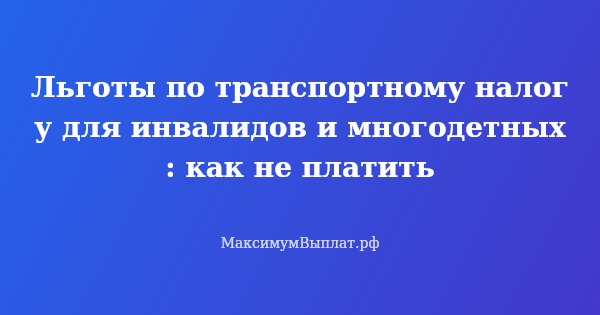 Превью статьи «Льготы по транспортному налогу для инвалидов и многодетных: как не платить»