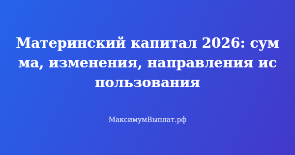 Превью статьи «Материнский капитал 2026: сумма, изменения, направления использования»