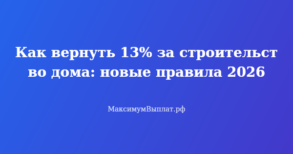Превью статьи «Как вернуть 13% за строительство дома: новые правила 2026»