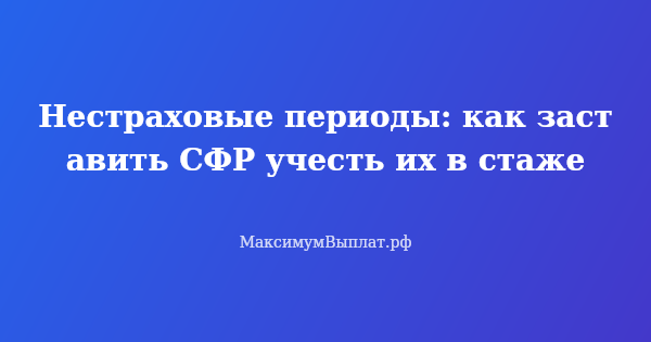Превью статьи «Нестраховые периоды: как заставить СФР учесть их в стаже»
