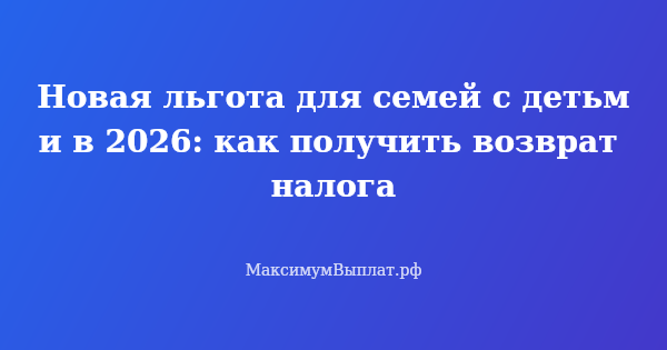Превью статьи «Новая льгота для семей с детьми в 2026: как получить возврат налога»