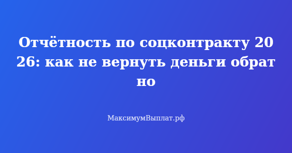 Превью статьи «Отчётность по соцконтракту 2026: как не вернуть деньги обратно»