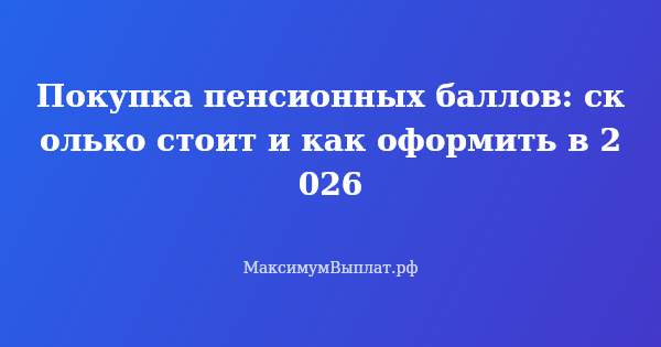 Превью статьи «Покупка пенсионных баллов: сколько стоит и как оформить в 2026»