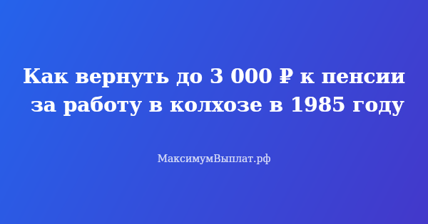 Превью статьи «Как вернуть до 3 000 ₽ к пенсии за работу в колхозе в 1985 году»