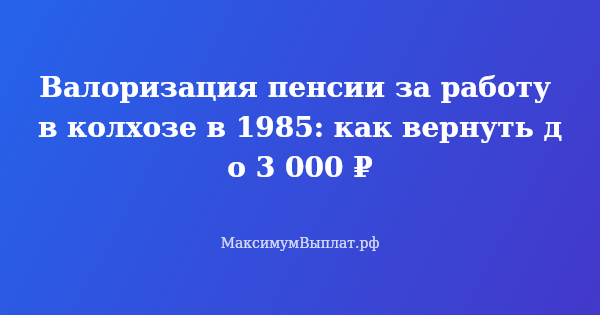 Превью статьи «Валоризация пенсии за работу в колхозе в 1985: как вернуть до 3 000 ₽»