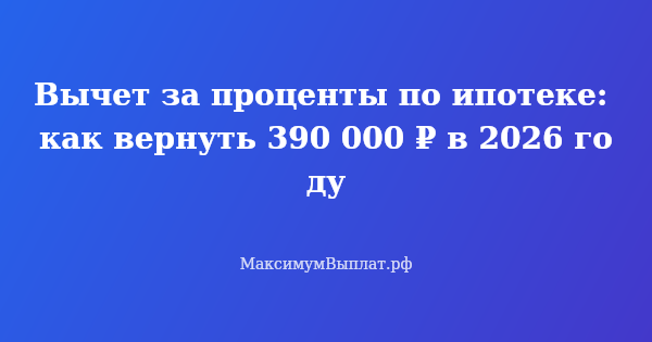 Превью статьи «Вычет за проценты по ипотеке: как вернуть 390 000 ₽ в 2026 году»
