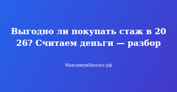 Превью статьи «Выгодно ли покупать стаж в 2026? Считаем деньги — разбор»