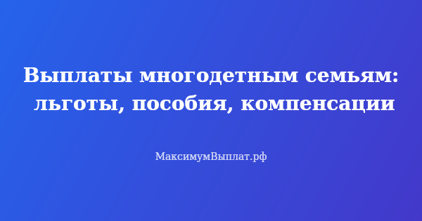 Превью статьи «Выплаты многодетным семьям: льготы, пособия, компенсации»
