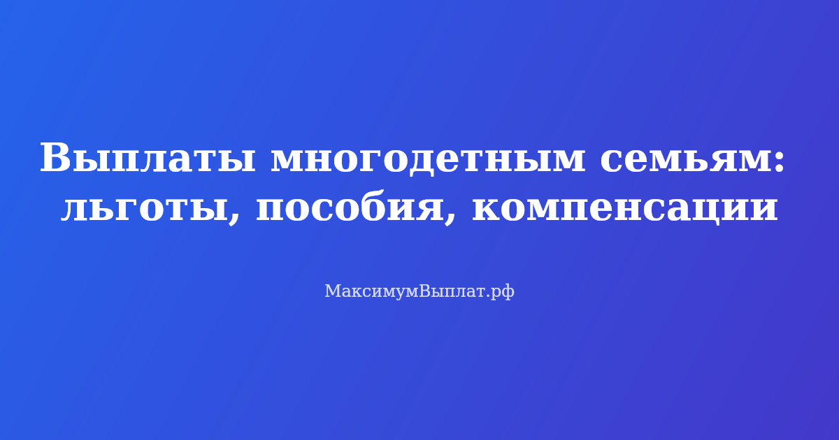 Выплаты многодетным семьям в 2026 году: льготы, пособия и компенсации, оформление документов